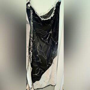 Cleaning out closet. NWT  St John scarf 52”x48” Half black &white.